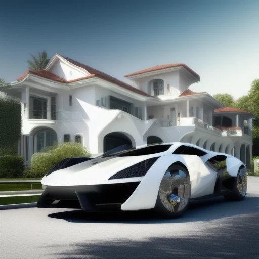 447929681-luxus supercar in drive way of beautiful white villa in front of luxurious forest.webp